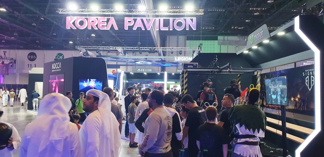 지난10월 24일부터 26일일까지 UAE 아부다비 국제 전시컨벤션 센터에서 열린 ‘2019 중동 게임스콘’에서 한국공동관이 운영됐다.[사진제공=한국콘텐츠진흥원]