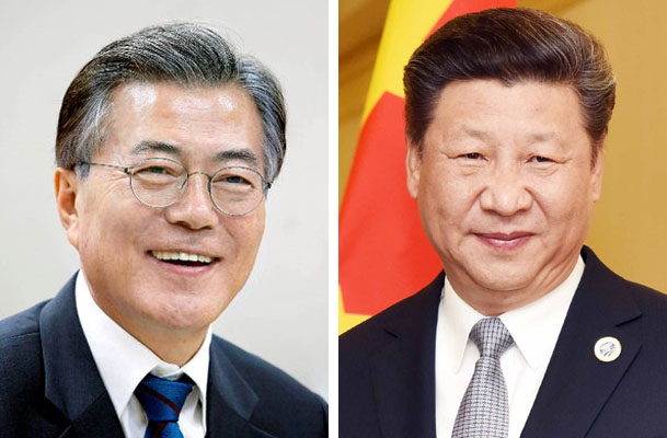 문재인 대통령과 시진핑 국가주석(오른쪽).