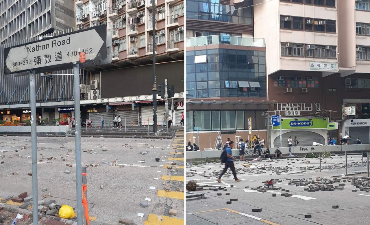 2019년 일어난 홍콩 시위 당시의 홍콩 나단로드. 한인회 사무실과 8km 떨어져 있다.